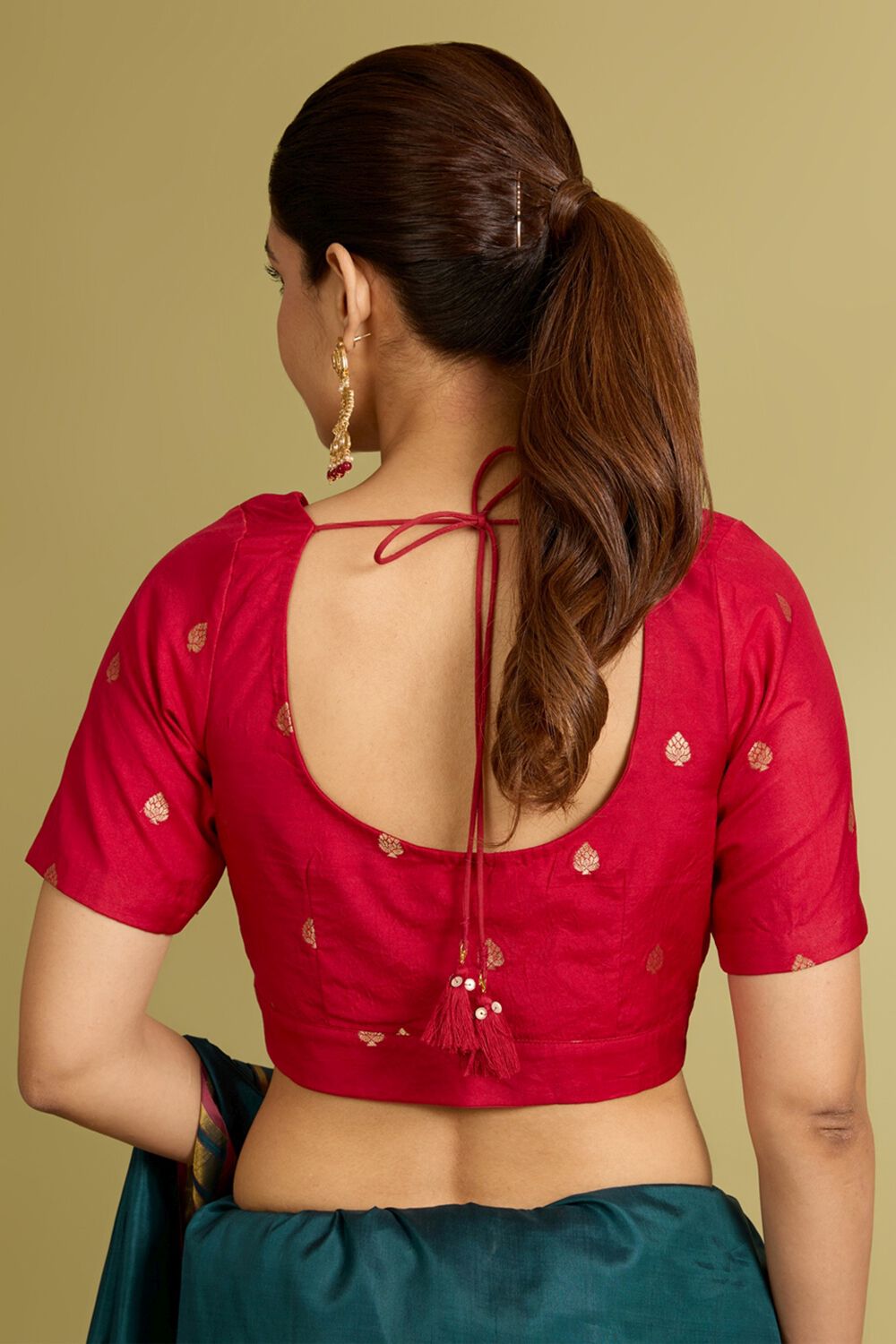 Red Viscose Cutwork Blouse image number null