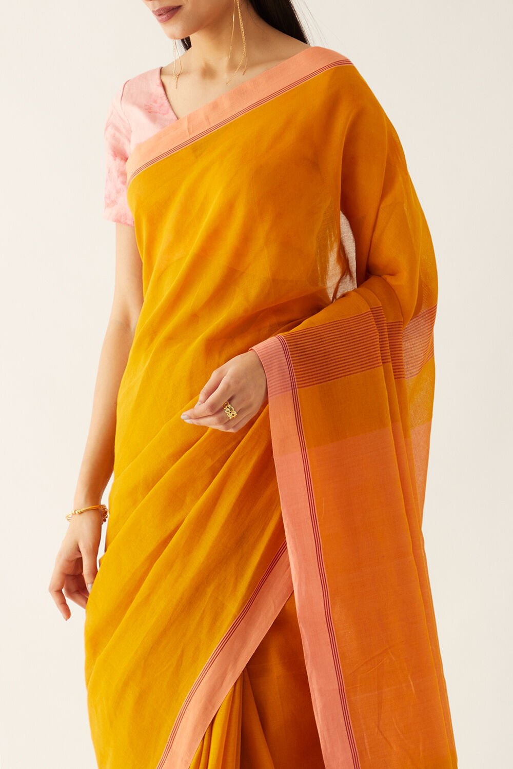 Yellow Pure Cotton Bengal Saree image number null
