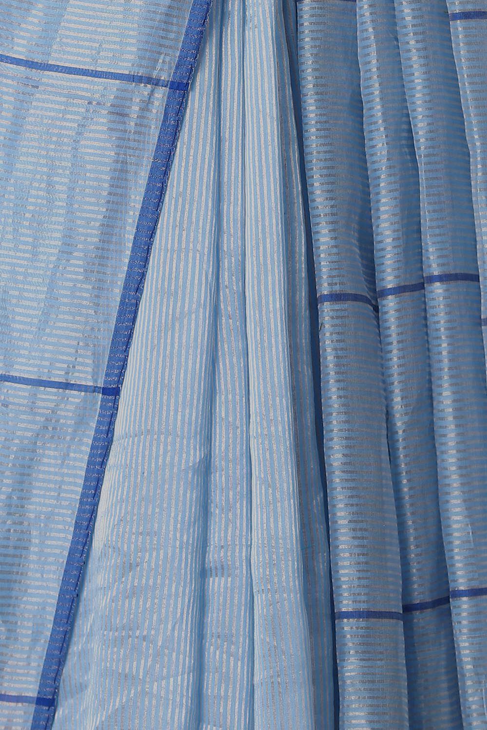 Blue Pure Silk Cotton Embroidered Saree image number null
