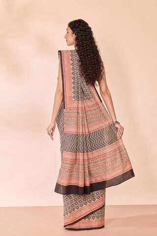 Black Rajasthan Block Printed Pure Cotton Saree thumbnail image number null