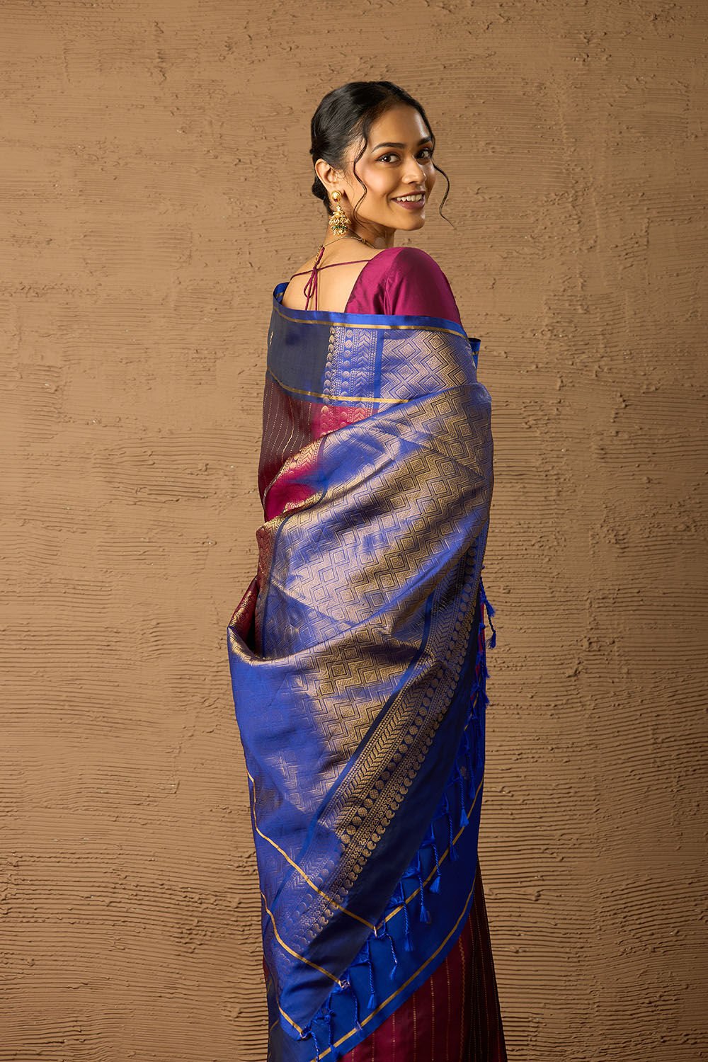Violet Woven Pure Soft Silk Saree image number null