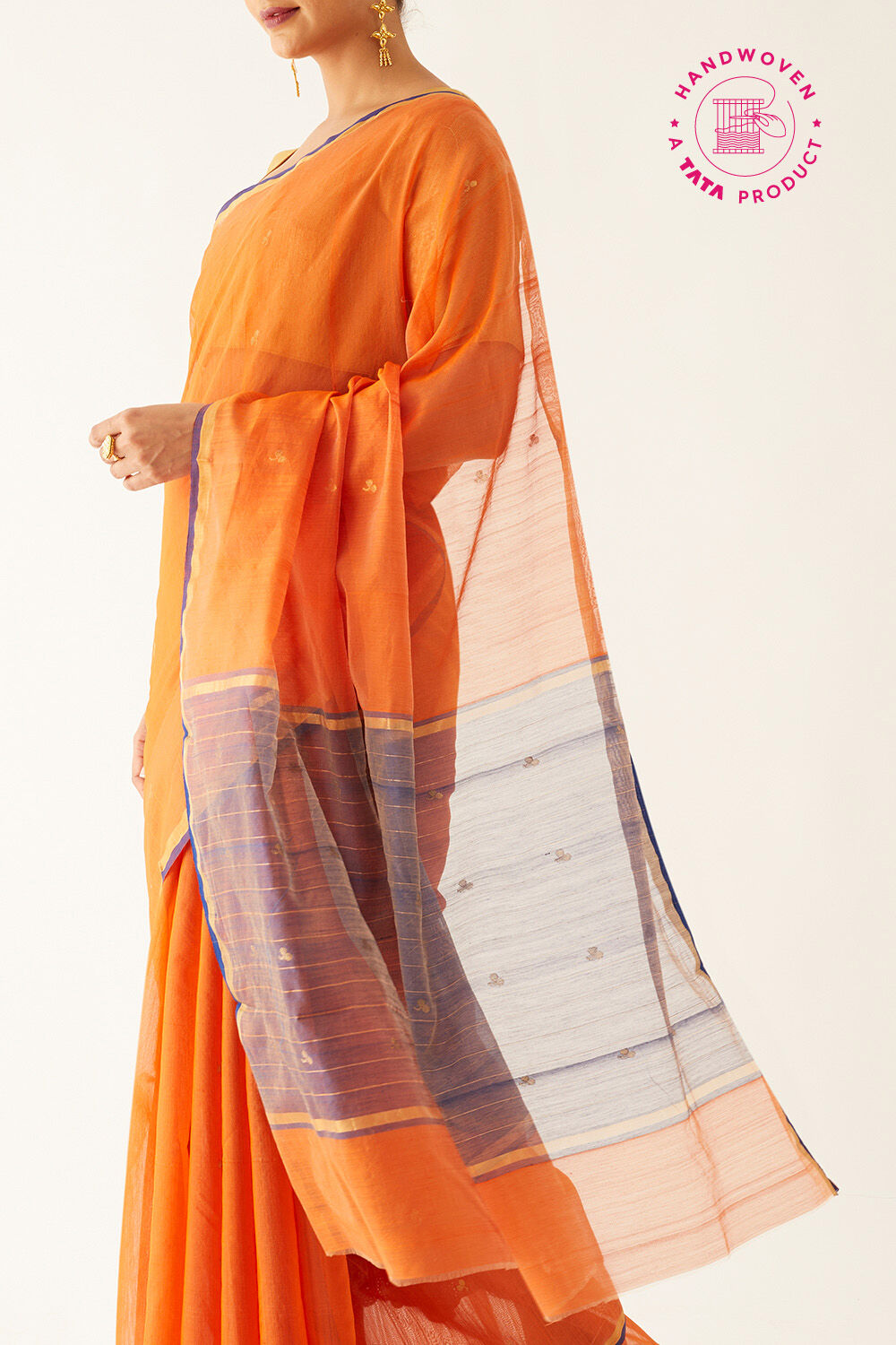 Orange Pure Silk Cotton Chanderi Saree image number null