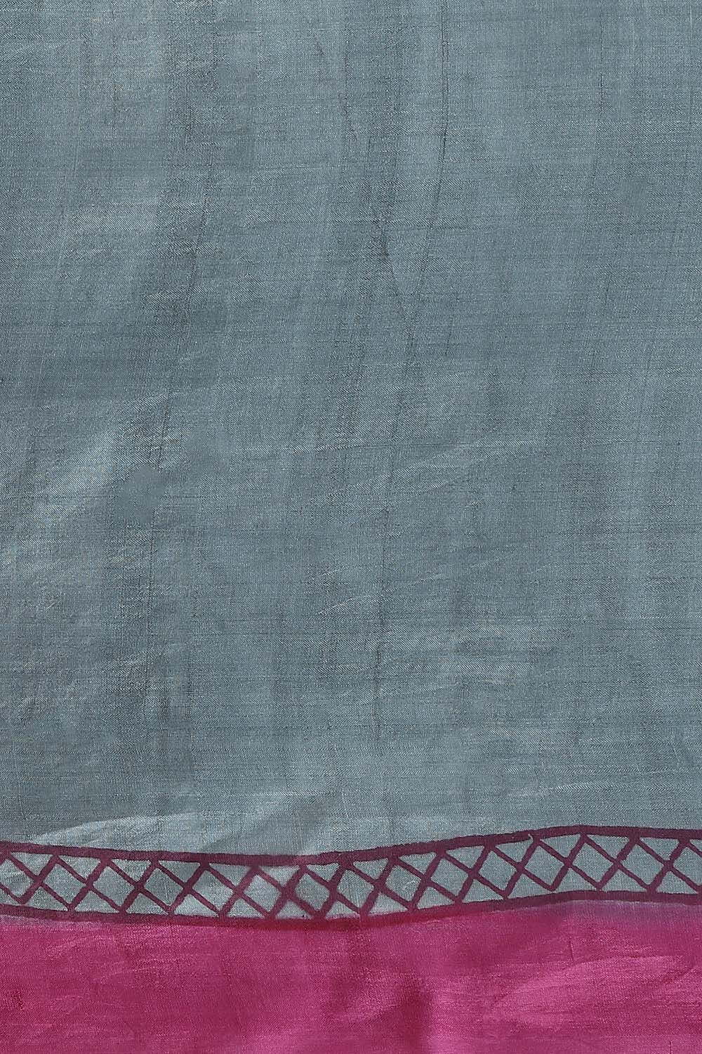 Grey Pure Silk Printed Saree image number null