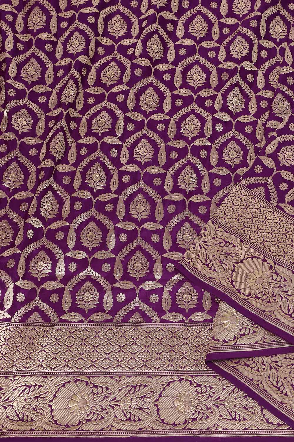 Purple Pure Silk Banarasi Saree image number null