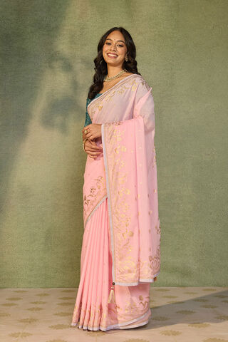 Pink Printed Cotton Viscose Saree thumbnail image number null