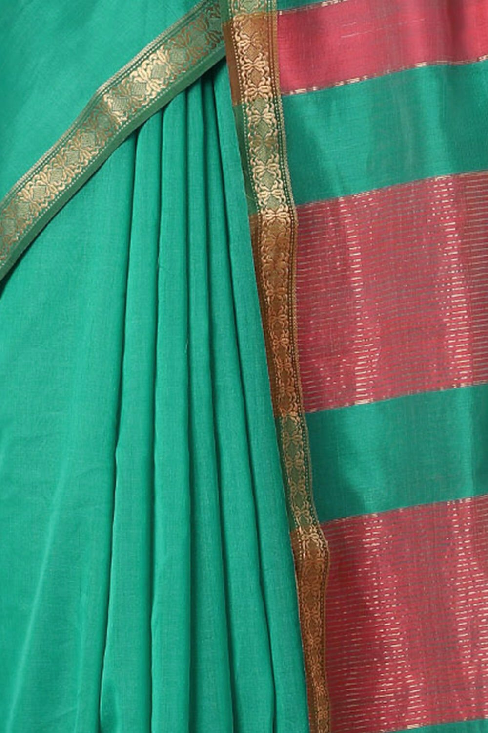 Green Pure Silk Cotton Maheswari Saree image number null