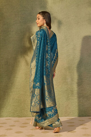 Blue Woven Pure Viscose Saree thumbnail image number null