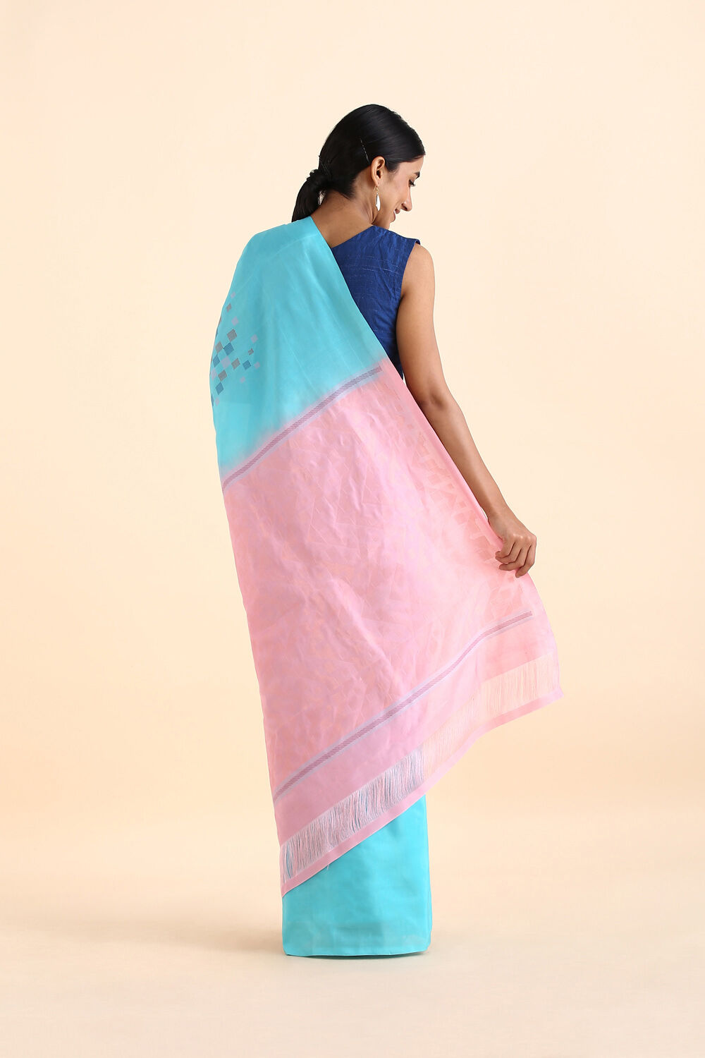 Light Blue Pure Silk Tencel South Saree image number null