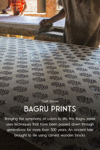 Black Bagru Bagru Block Printed Pure Silk Cotton Saree thumbnail image number null