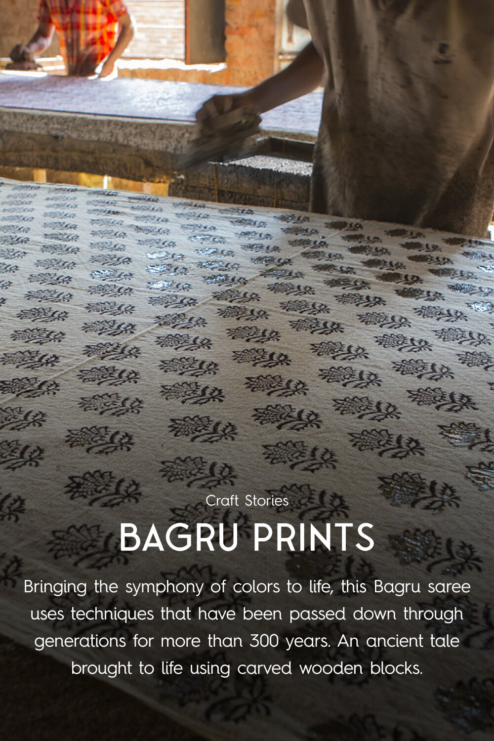 Black Pure Silk Cotton Bagru Printed Saree image number null