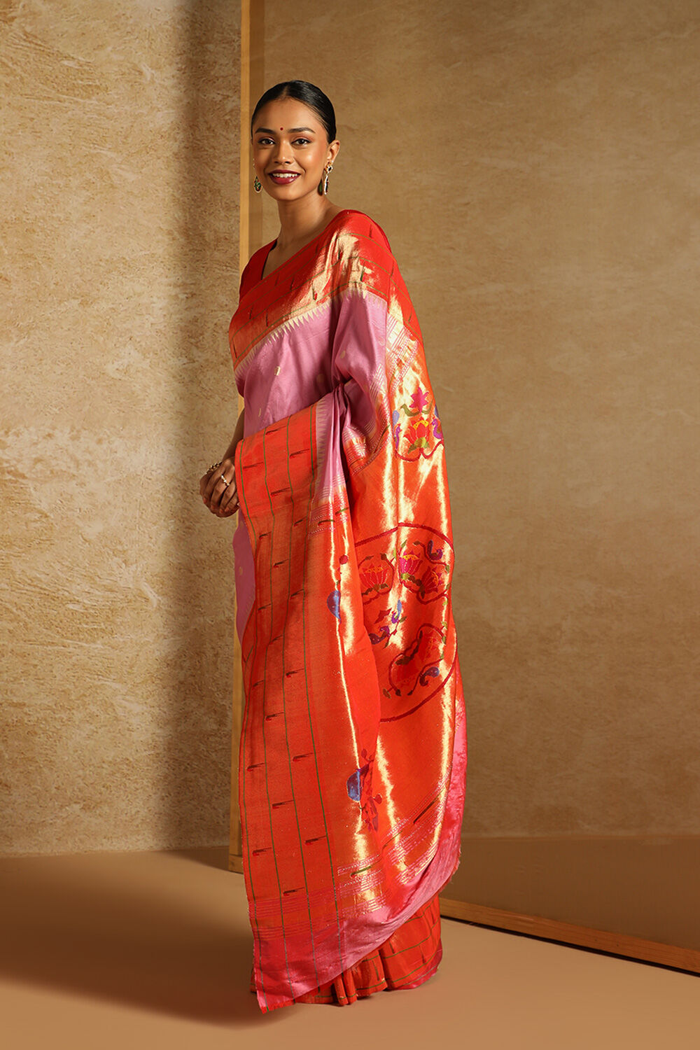 Pink Pure Silk Paithani Saree image number null