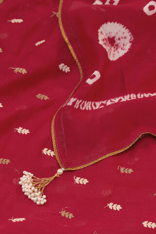 Red Gujarat Pure Silk Cotton Tie & Dye Bandhni Saree thumbnail image number null