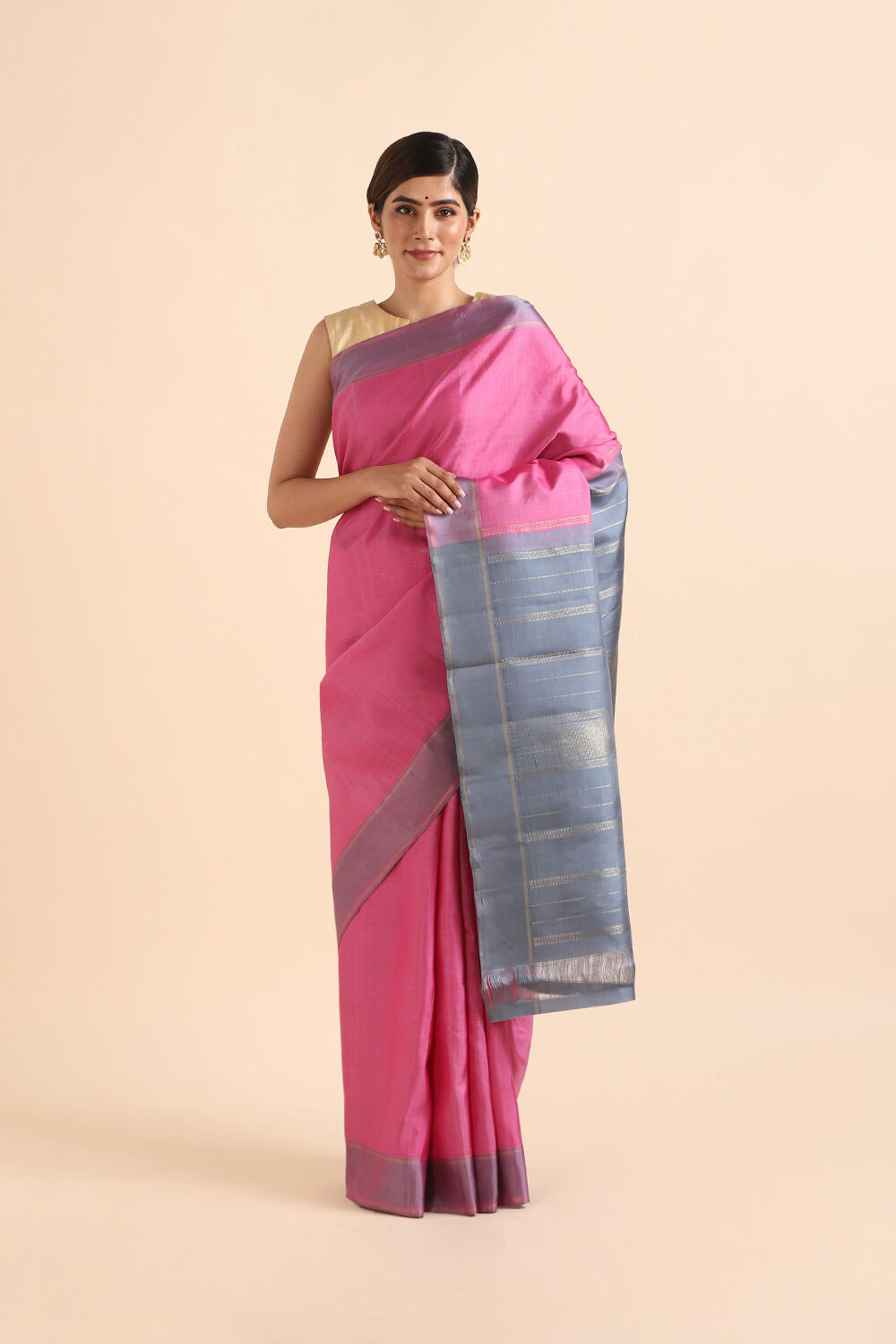 Light Pink Pure Silk Kanjivaram Saree image number null
