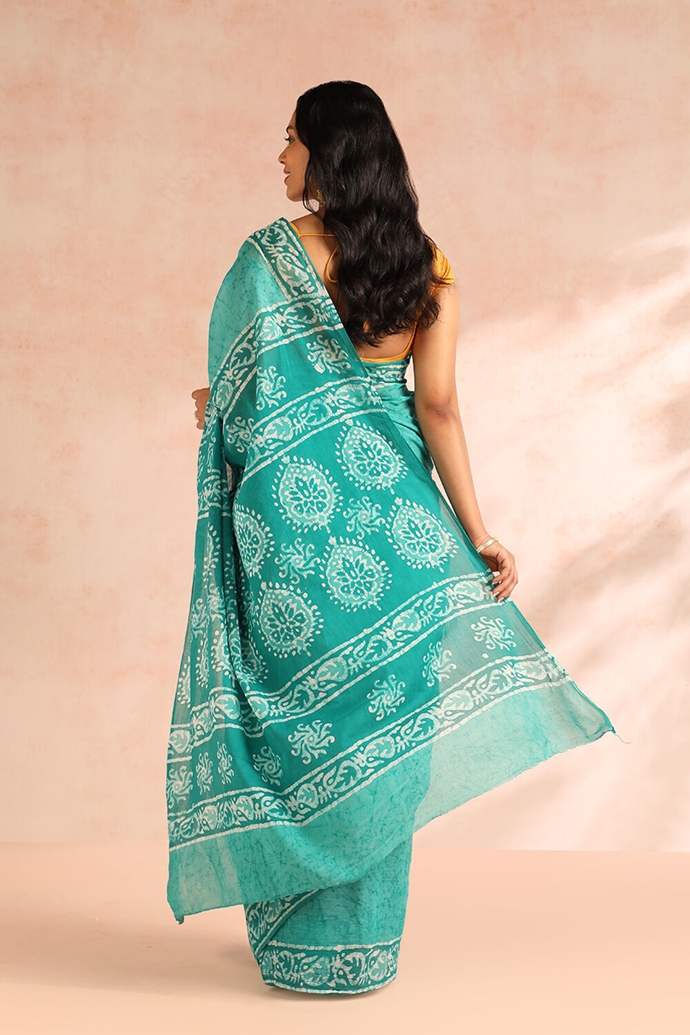 Light Green Ujjain Pure Cotton Printed Saree image number null
