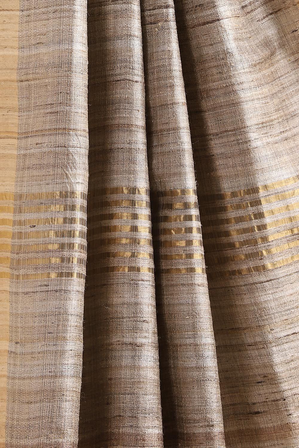 Beige Pure Tussar Silk Bhagalpuri Saree image number null