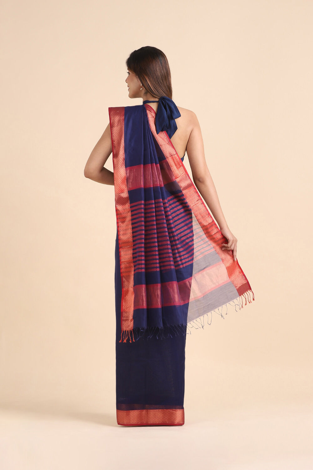 Blue Pure Silk Cotton Maheshwari Saree image number null