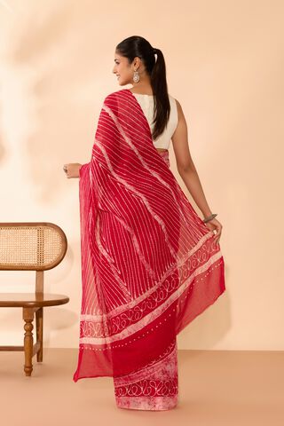 Red Ujjain Pure Cotton Batik Saree thumbnail image number null
