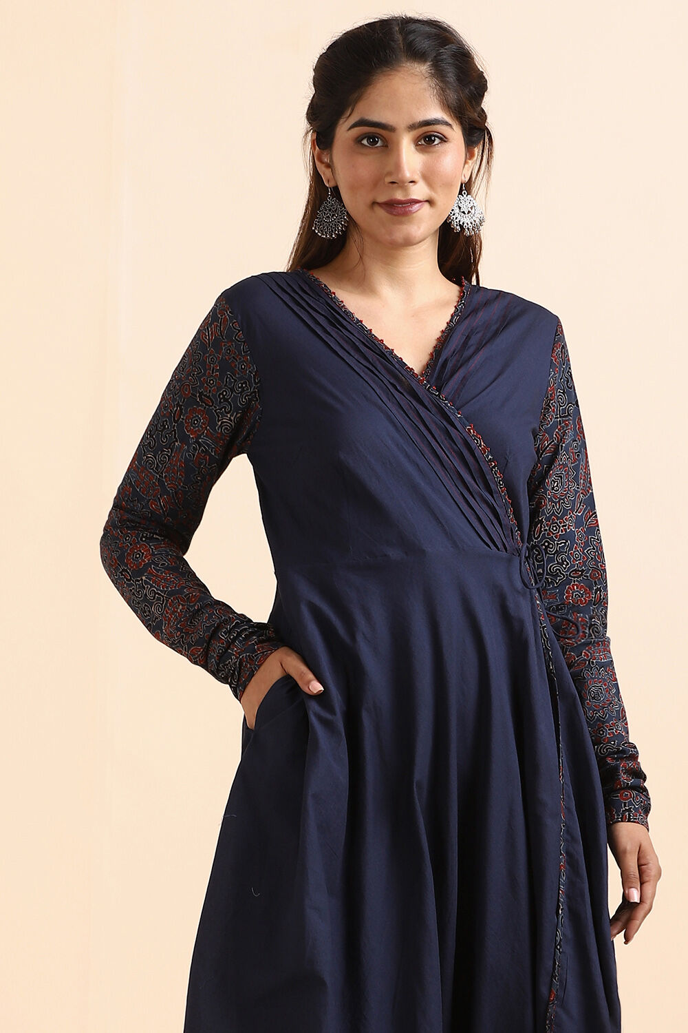 Blue Ajrakh Block Printed Cotton Kurta image number null