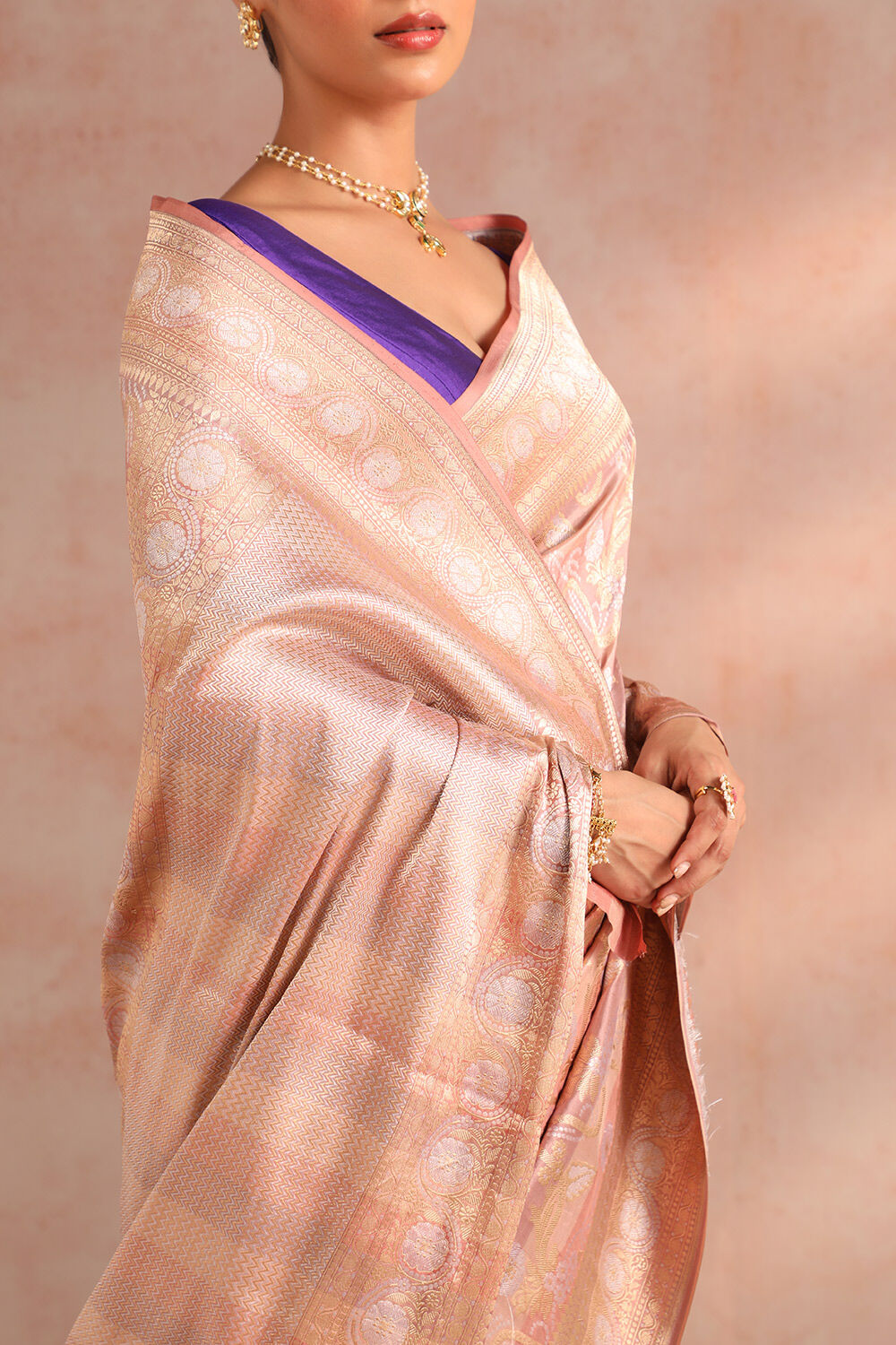 Pink Pure Silk Woven Banarasi Saree image number null