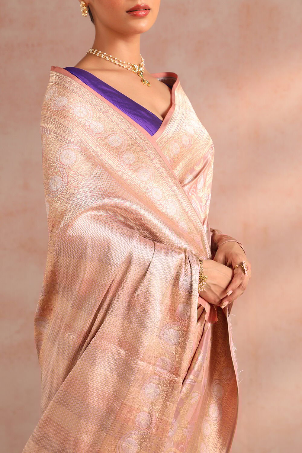 Pink Pure Silk Woven Banarasi Saree image number null