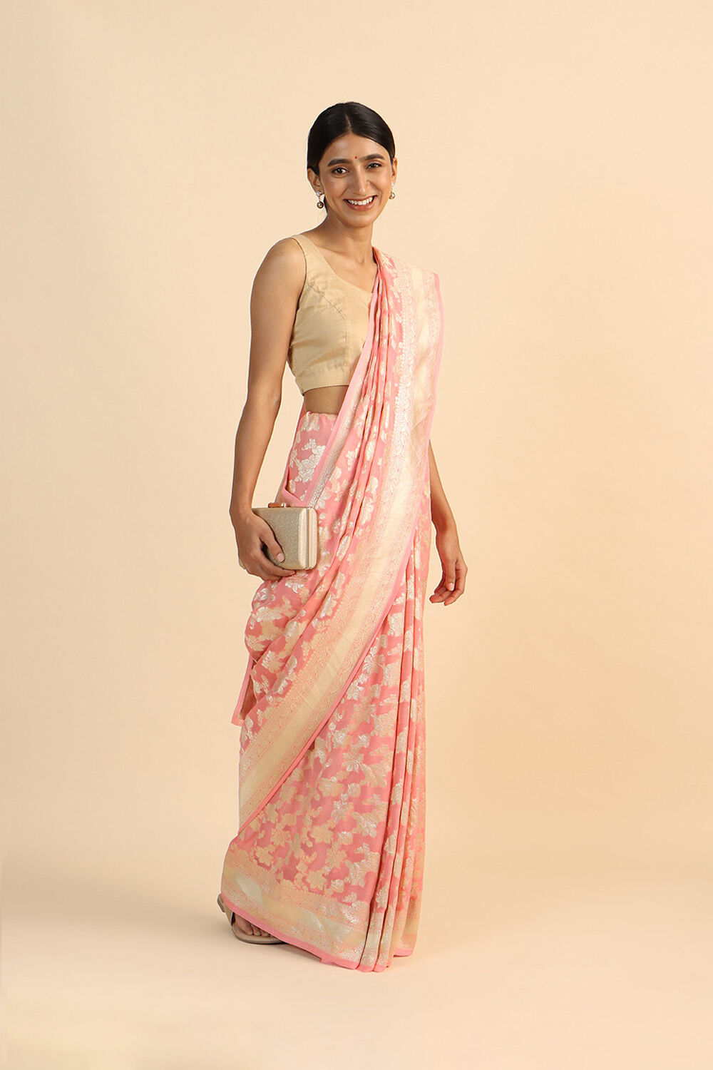 Light Pure Orange Georgette Banarasi Saree image number null