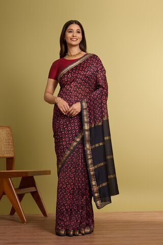 Black Pure Silk Cotton Batik Saree thumbnail image number null