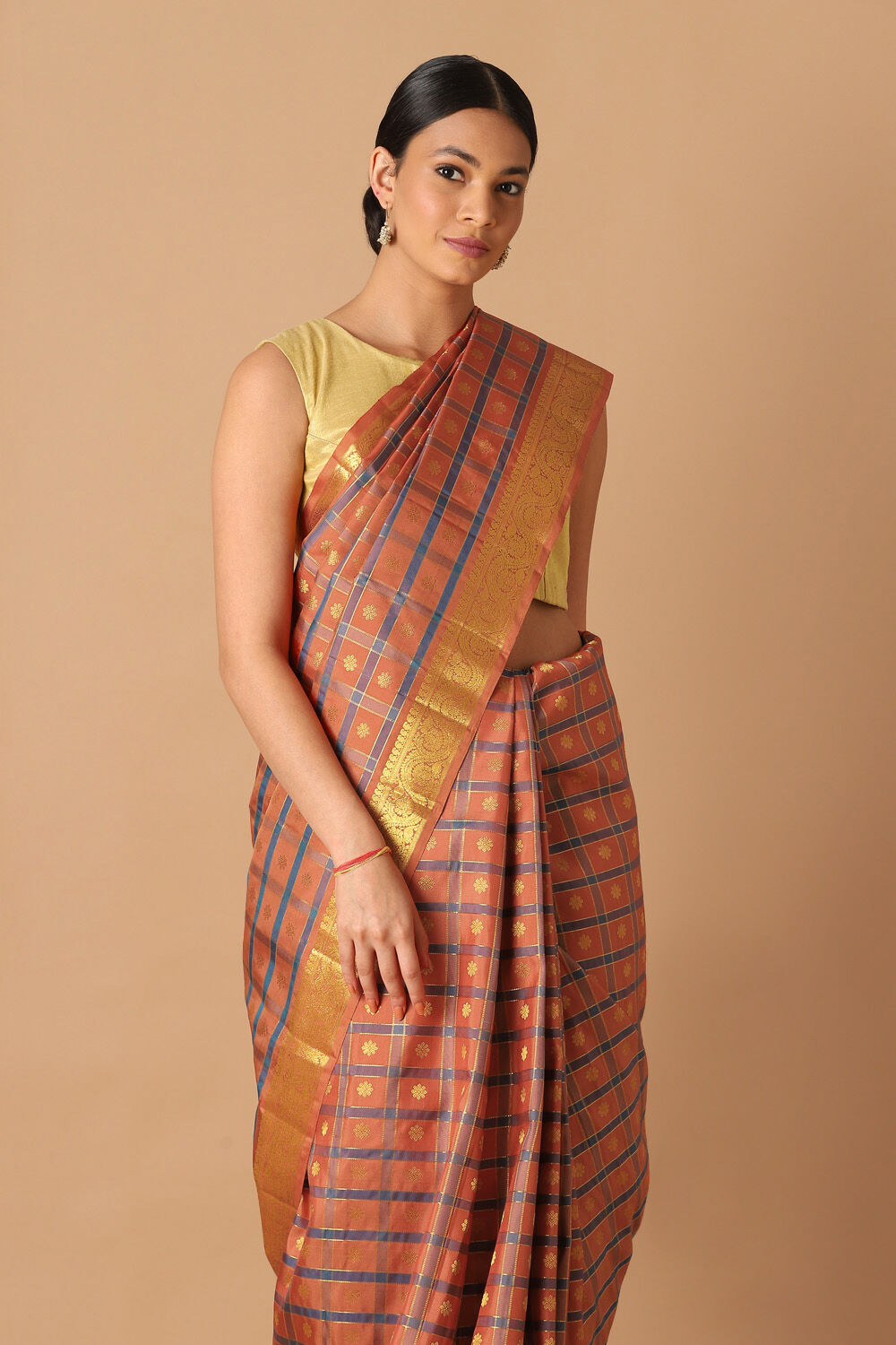 Dark Orange Pure Silk Kanjivaram Saree image number null
