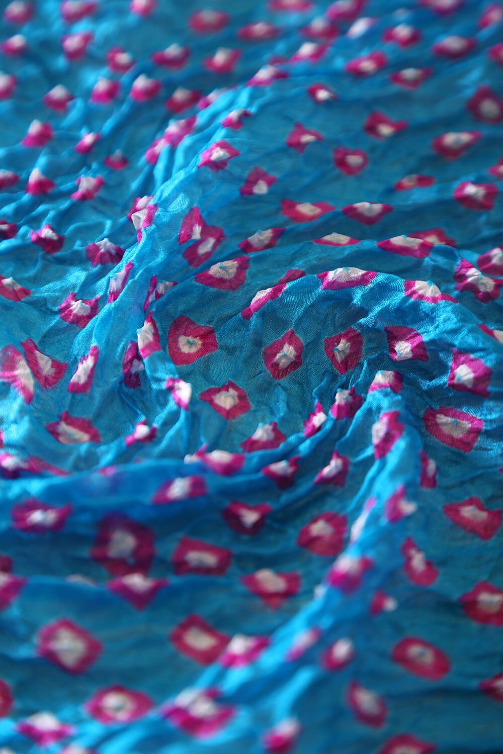 Blue Pure Silk Bandhni Stole image number null
