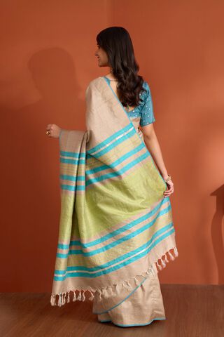 Beige Pure Tussar Silk Bhagalpur Woven Saree thumbnail image number null