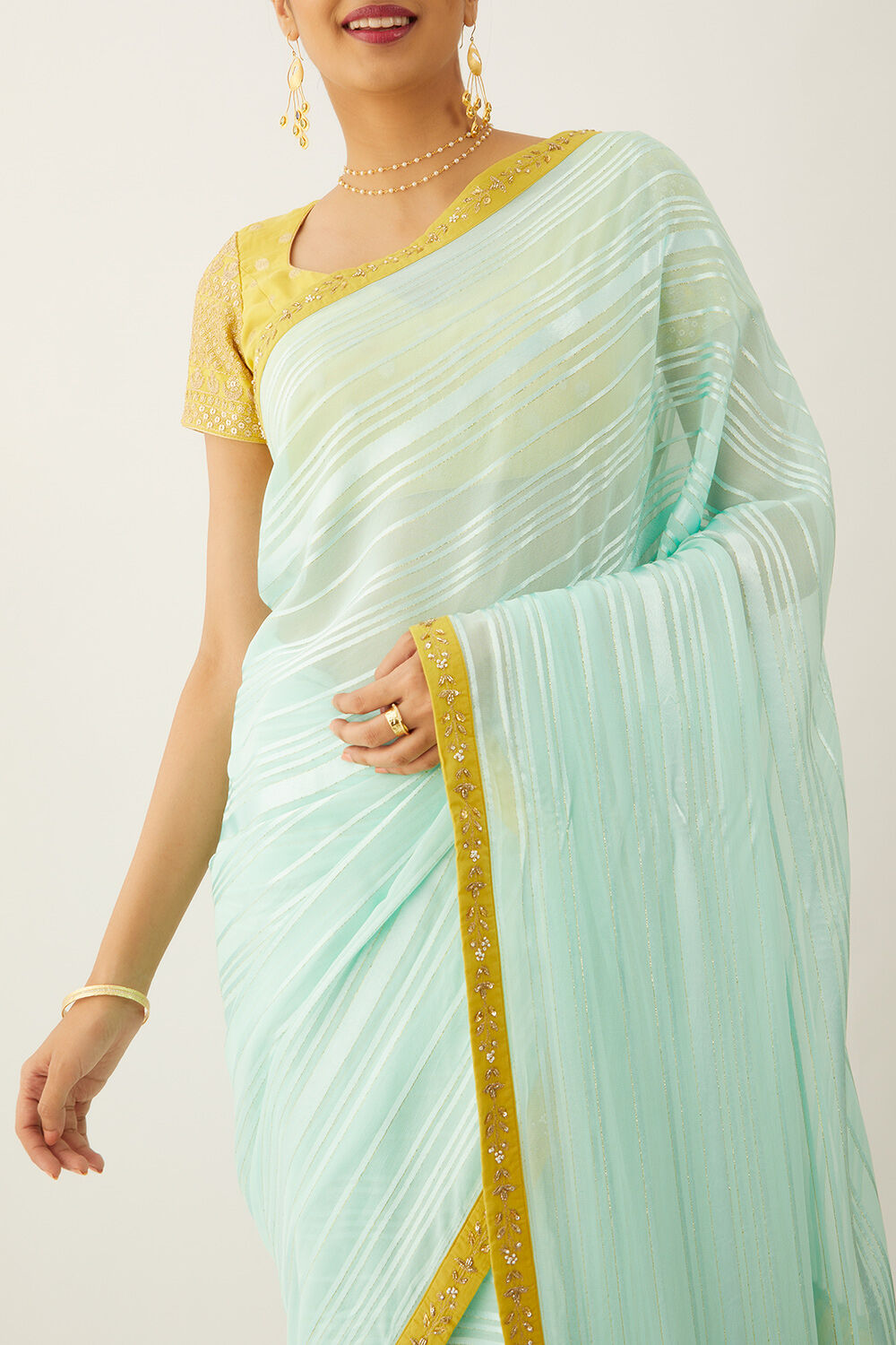 Light Blue Viscose Georgette Gota Patti Saree image number null