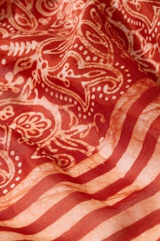 Dark Orange Ujjain Batik Pure Silk Cotton Saree thumbnail image number null