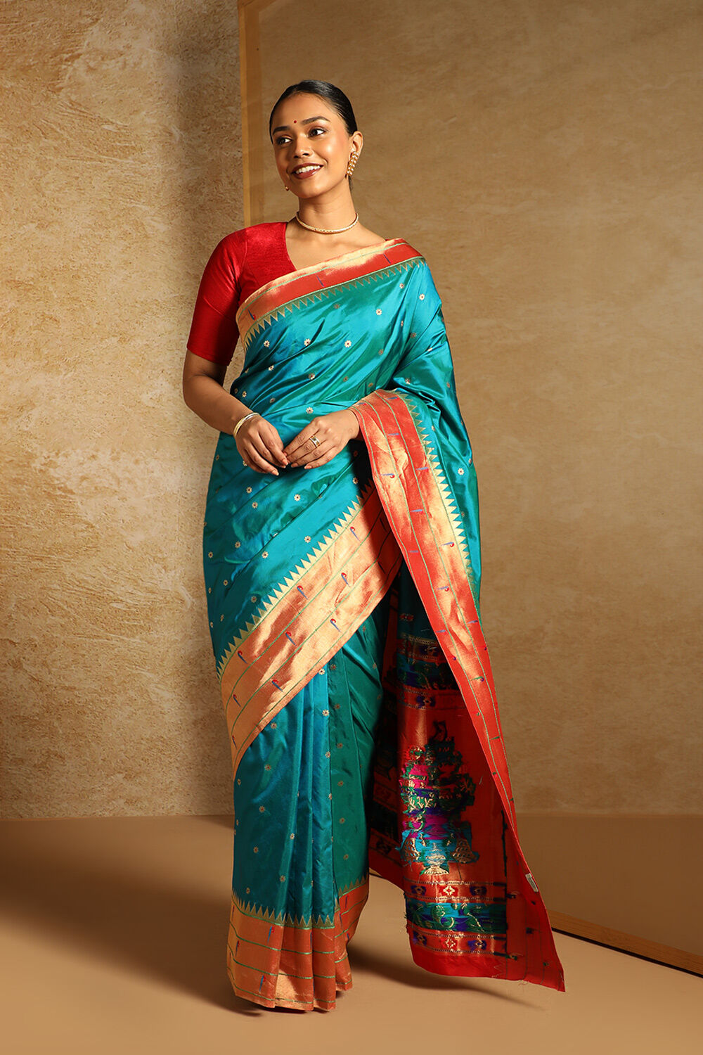 Blue Pure Silk Woven Paithani Inspired Saree image number null
