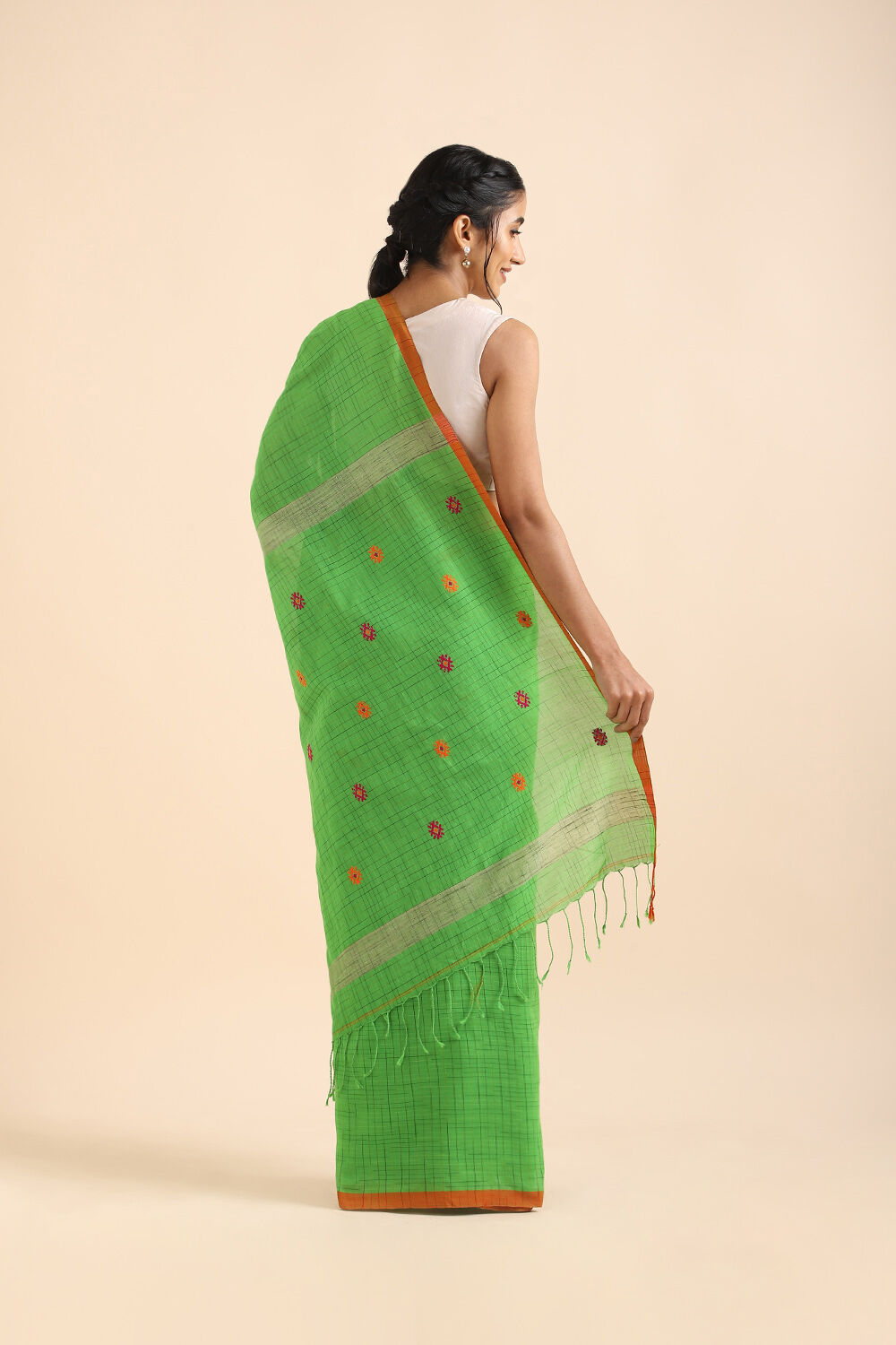 Green Pure Cotton Jamdani Saree image number null