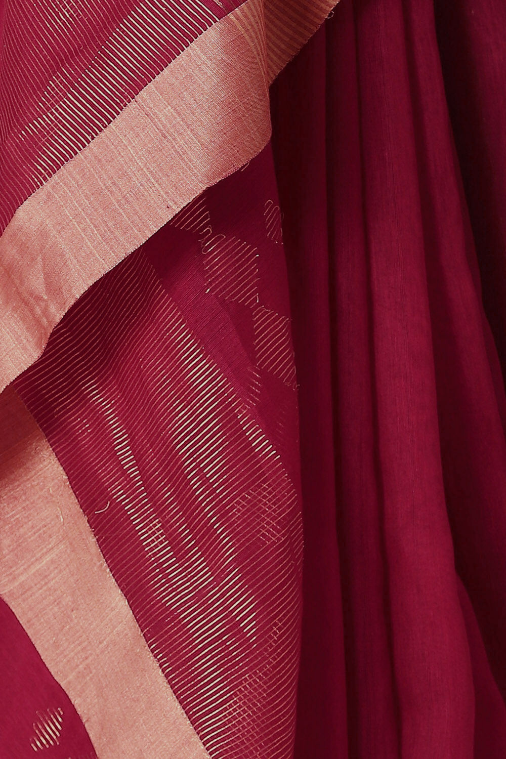 Dark Pink Pure Silk Cotton Jamdani Saree image number null