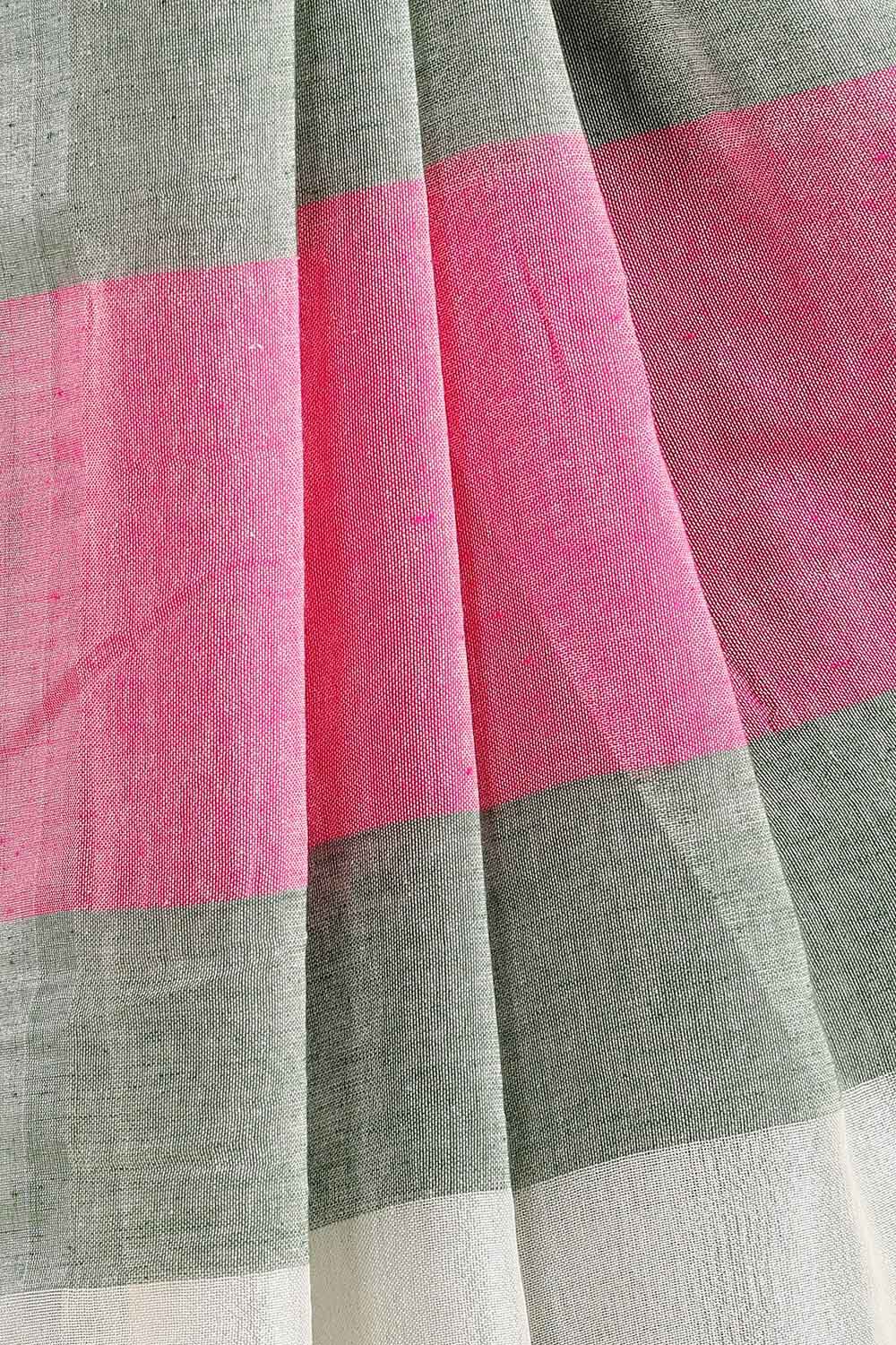 Light Pure Green Cotton Bengal Saree image number null