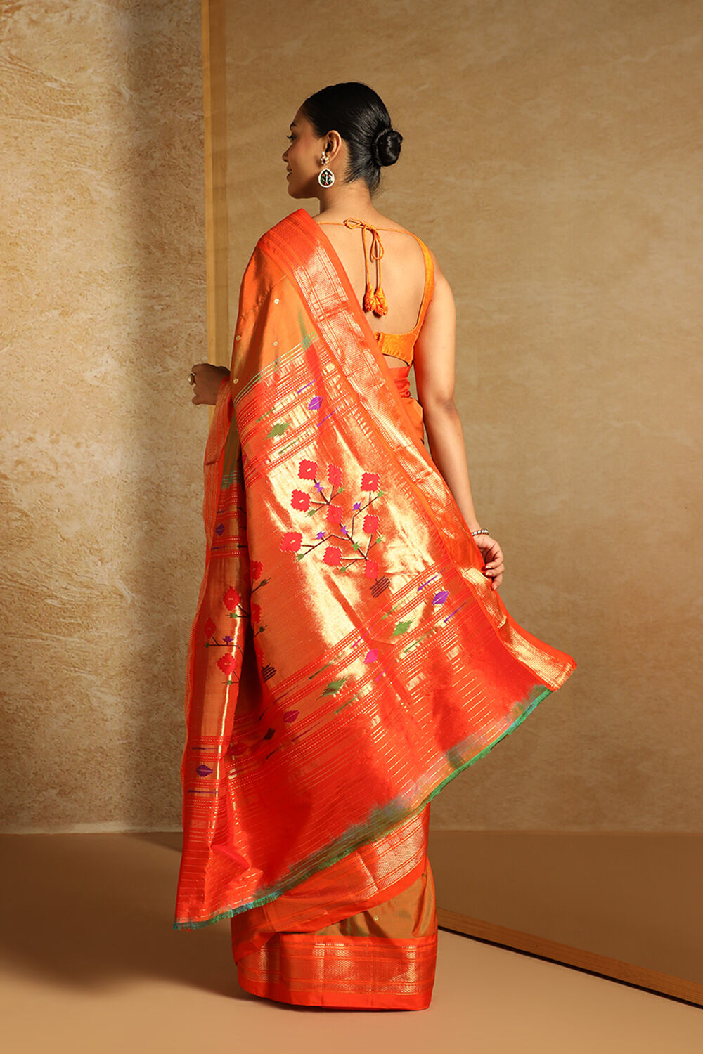 Orange Pure Silk Paithani Saree image number null