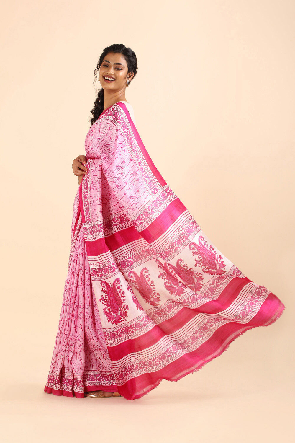 Pink Pure Silk Printed Saree image number null