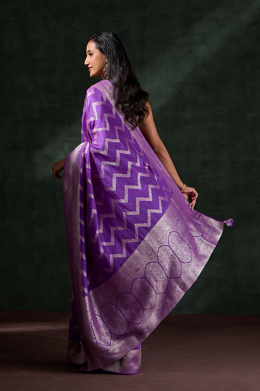 Purple Woven Viscose Saree image number null