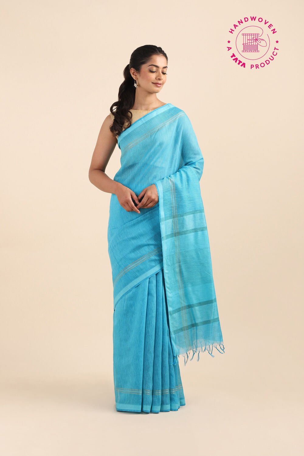 Brown Pure Silk Woven Saree image number null