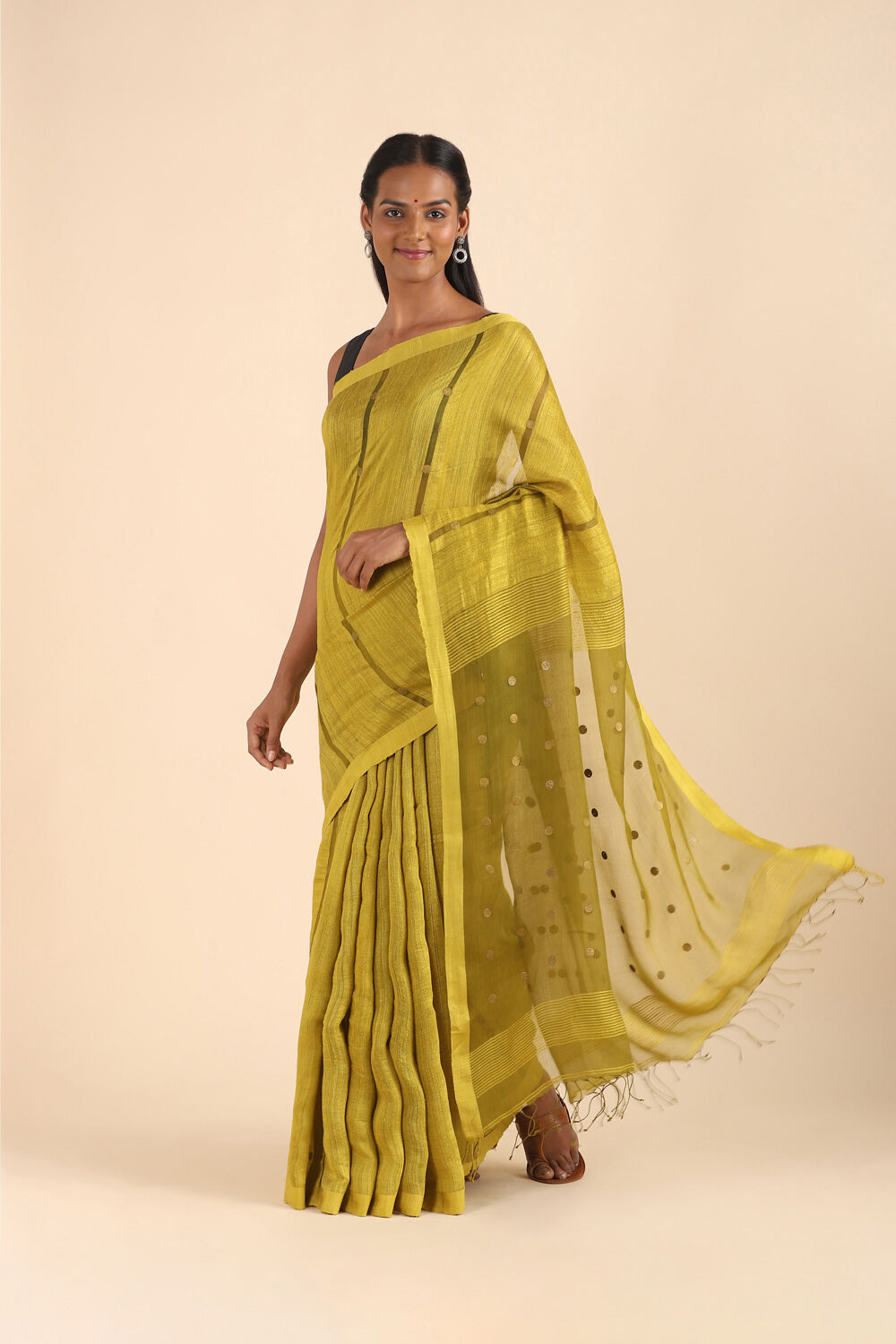 Light Green Pure Silk Vanya Bengal Saree image number null