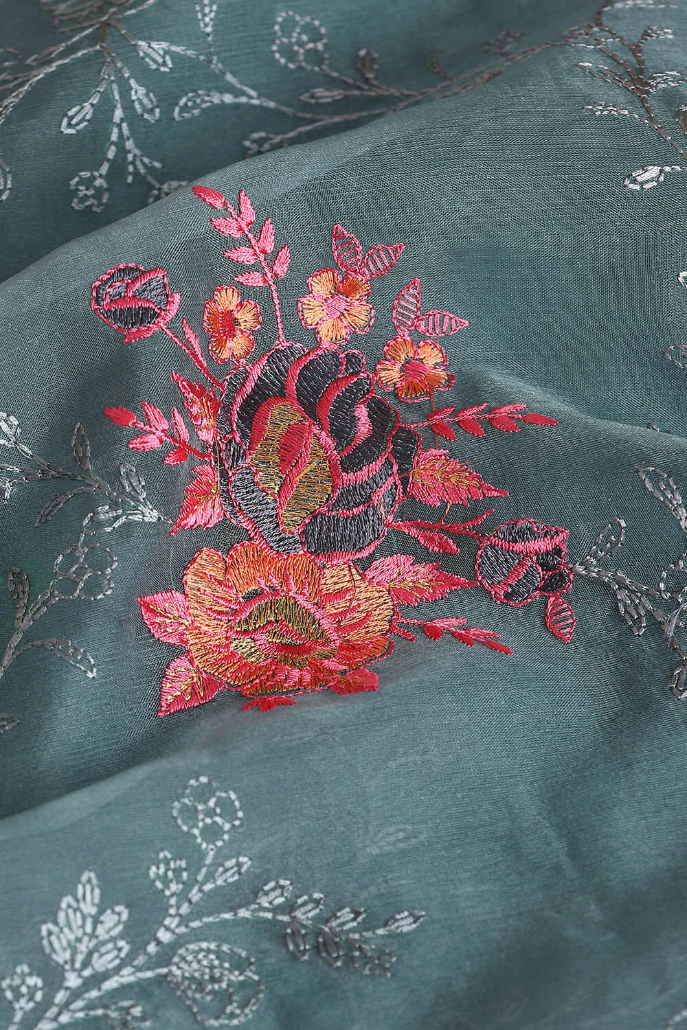 Blue Pure Embroidered Saree image number null