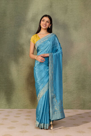 Blue Woven Pure Viscose Saree thumbnail image number null