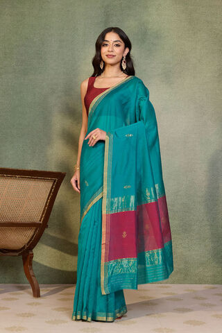 Green Woven Pure Silk Cotton Chanderi Saree thumbnail image number null