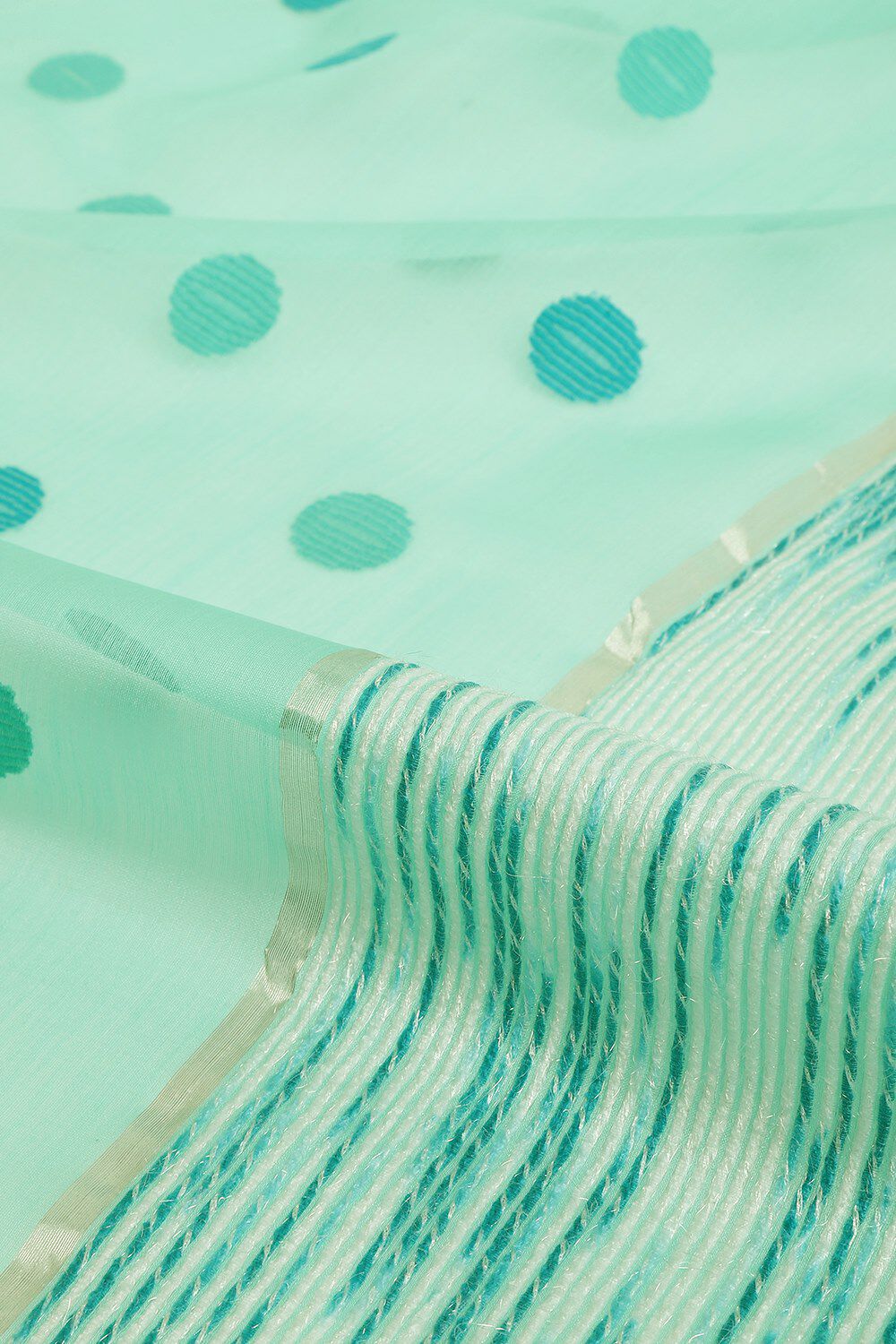 Light Green Woven Pure Silk Cotton Chanderi Saree image number null