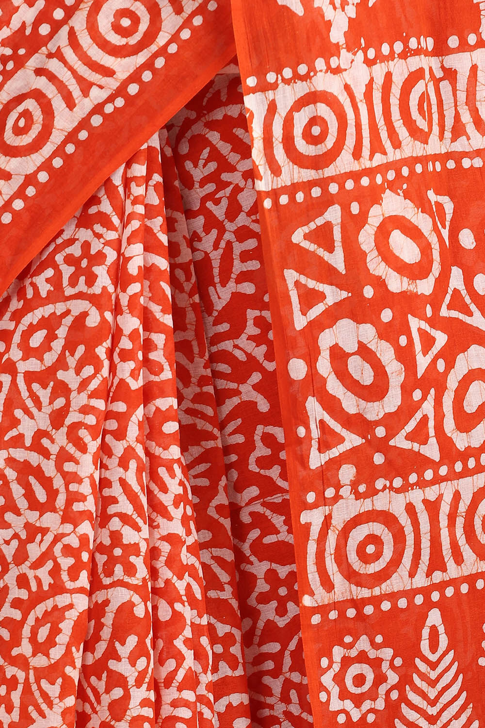 Orange Pure Cotton Batik Saree image number null