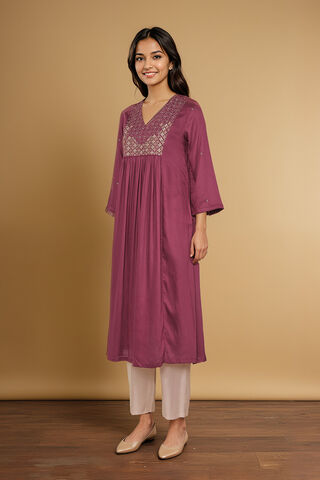 Violet Embroidery Modal Kurta thumbnail image number null