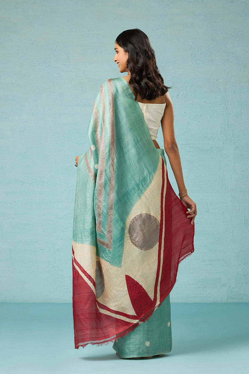 Light Green Chattisgarh Pure Tussar Silk Hand Painted Saree image number null