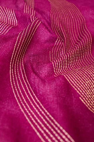 Purple  Pure Tussar Silk Embroidered Saree thumbnail image number null