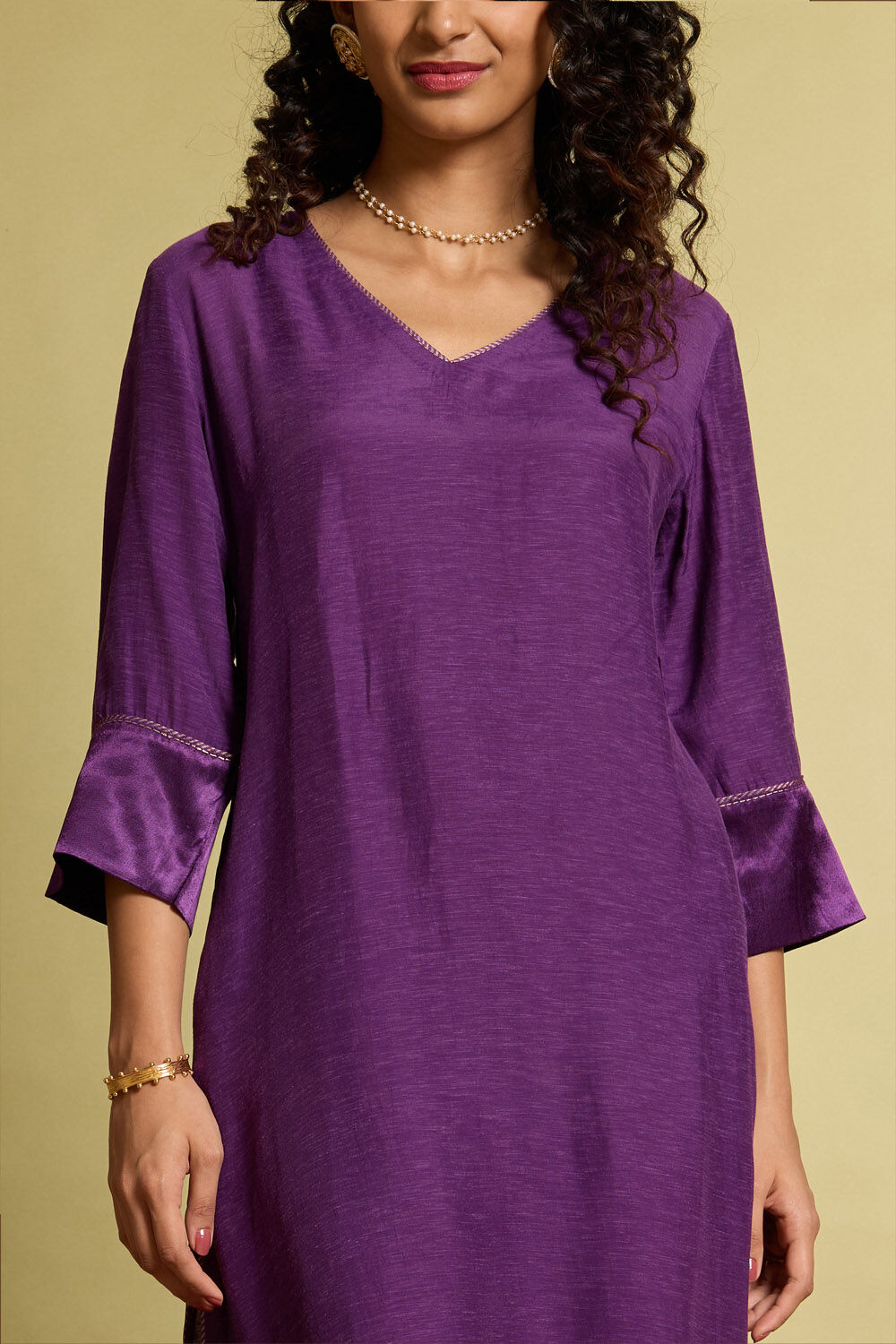 Purple Viscose Embroidered Kurta image number null