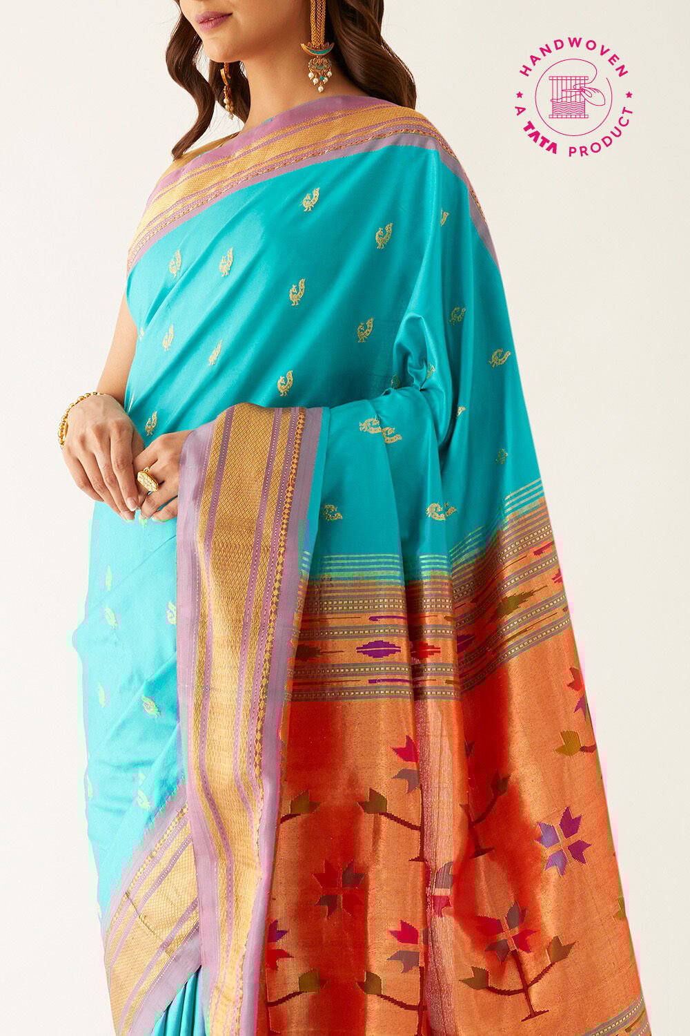 Light Blue Pure Silk Paithani Saree image number null